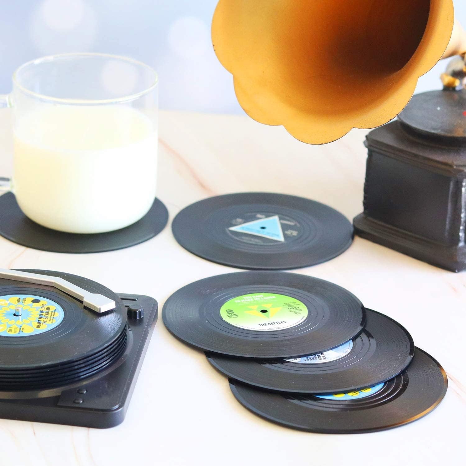 Retro Record Coasters – Stylish Table Accents for Music Fans (6 Pieces)