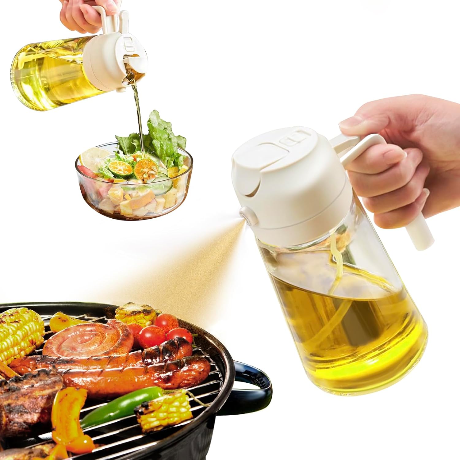 Praktische 2-in-1 Sprüh- und Ausgießflasche – 470 ml Glas