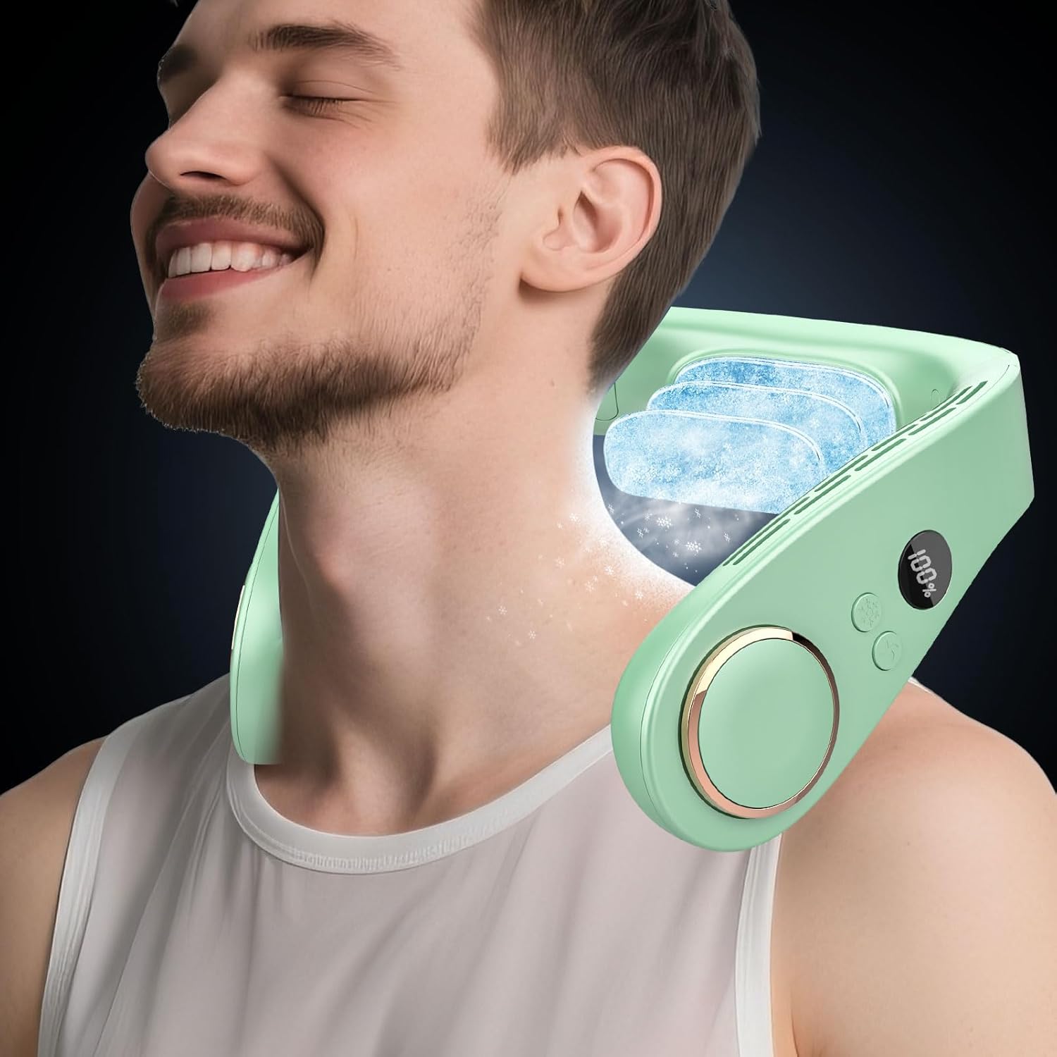 Halskühler ohne Blades – Tragbarer Ventilator mit Kühlplatte und LED-Anzeige