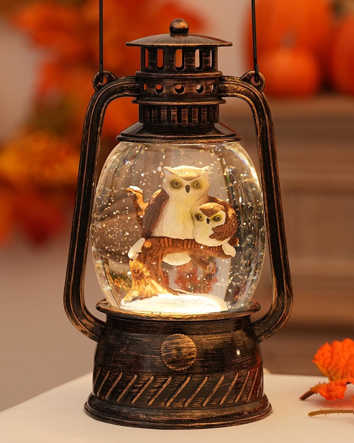 Herbstliche Dekorlampe mit Kürbissen – Warmes LED Licht und 6-Stunden Timer
