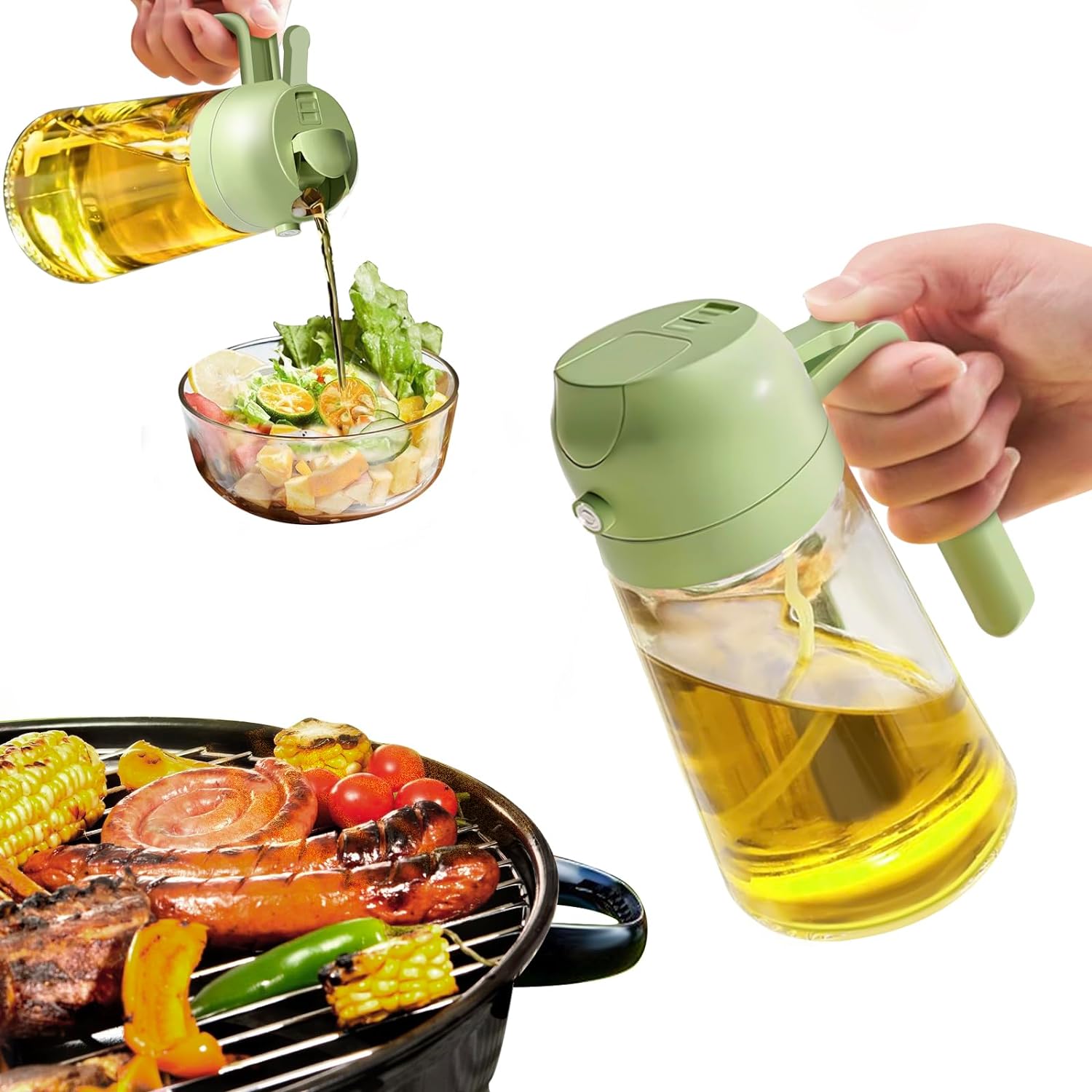 Praktische 2-in-1 Sprüh- und Ausgießflasche – 470 ml Glas