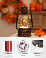 Herbstliche Dekorlampe mit Kürbissen – Warmes LED Licht und 6-Stunden Timer