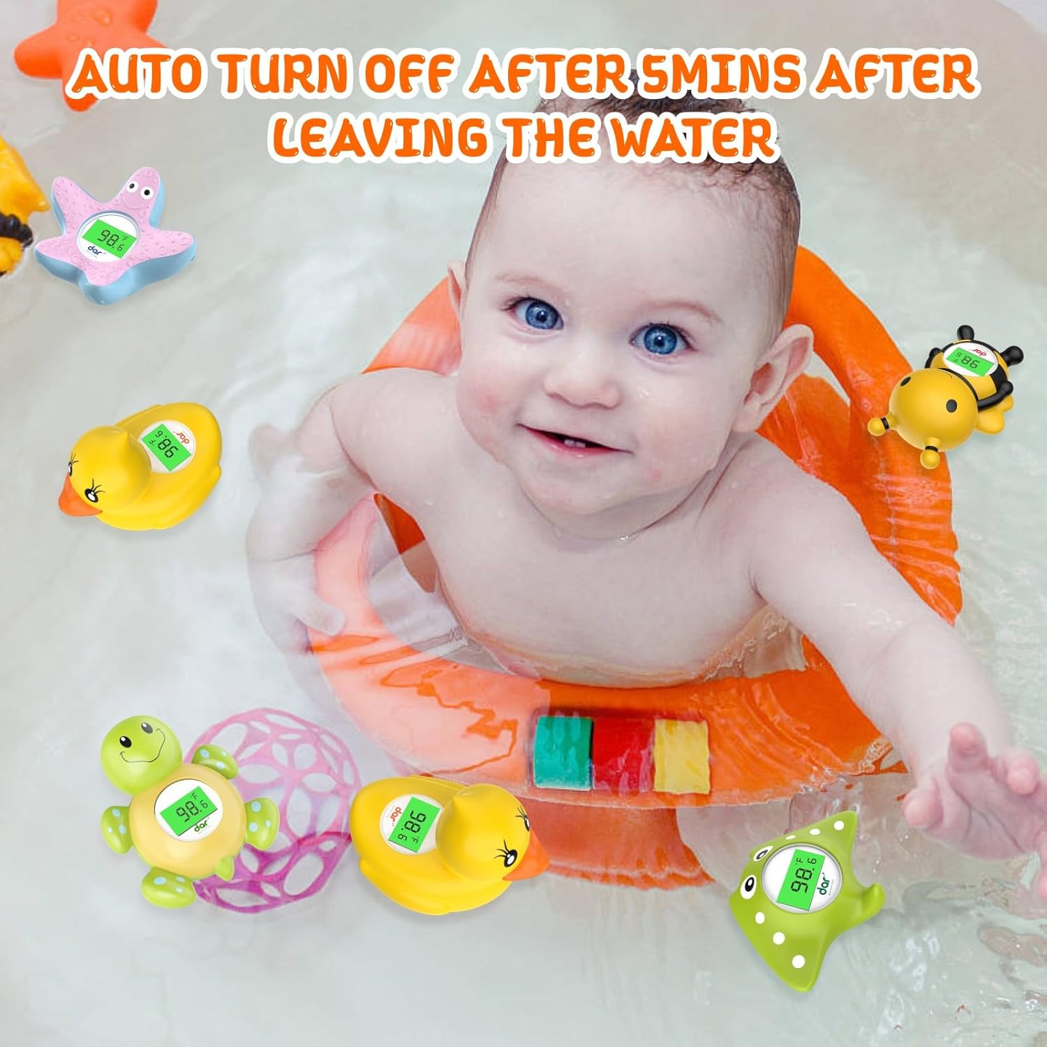 Safe Baby Bath Thermometer with Color Display and Warning System