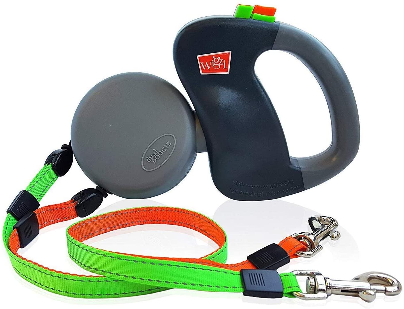 Two-dog retractable leash with 360-degree swivel mechanism