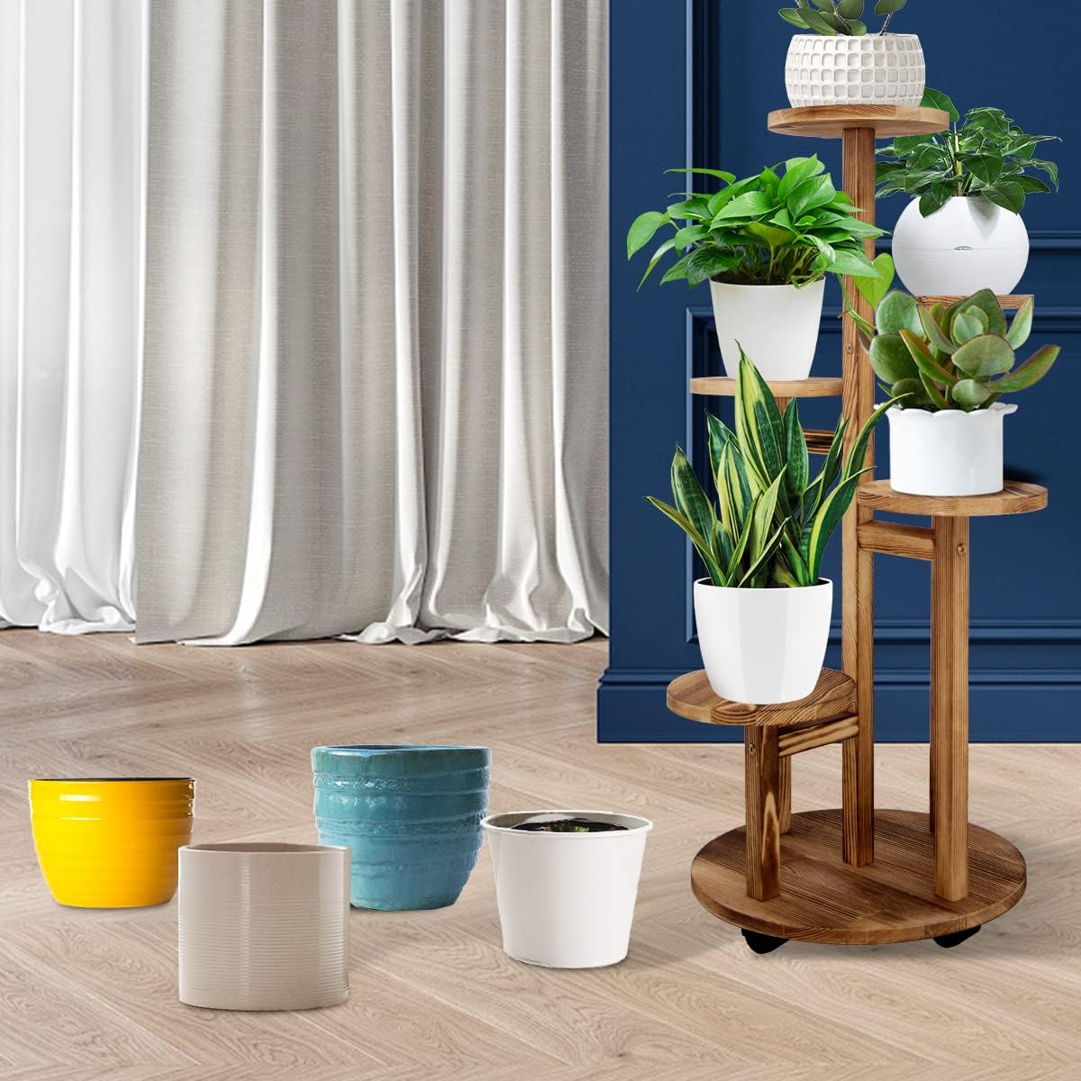 Versatile Pine Wood Plant Holder in Modern Style
