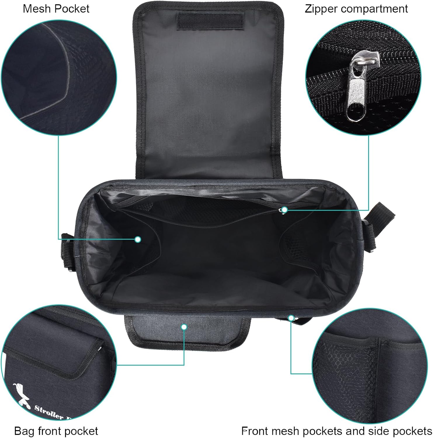 Organizer Tasche für Kinderwagen – Praktische Stroller mit Schultergurt und Fächern
