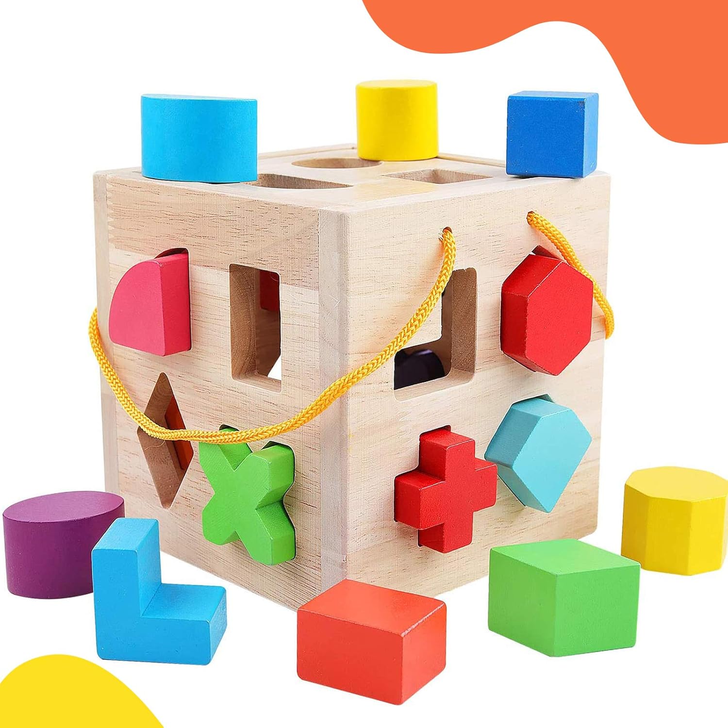 Holzwürfel für Montessori: Formen und Farben Lernspielzeug