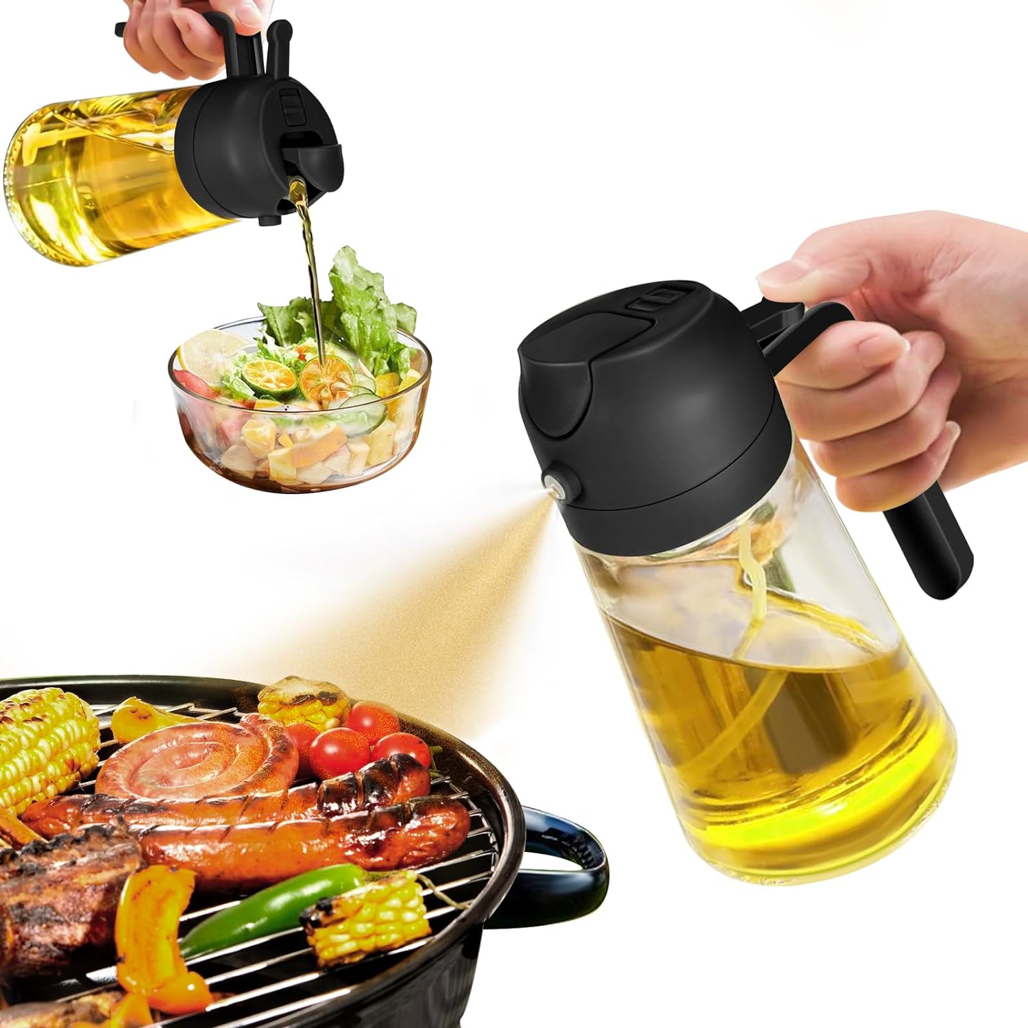 Praktische 2-in-1 Sprüh- und Ausgießflasche – 470 ml Glas