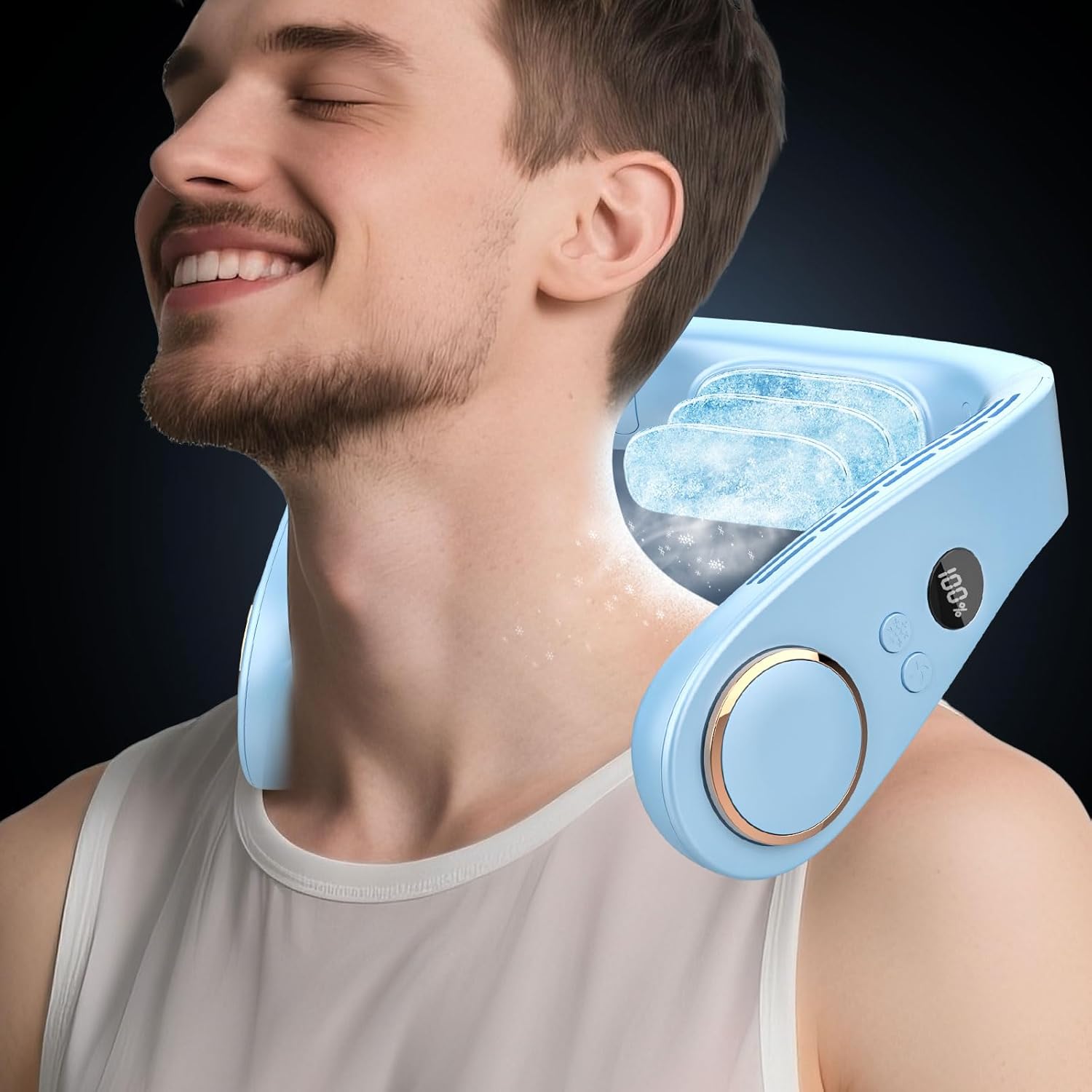 Halskühler ohne Blades – Tragbarer Ventilator mit Kühlplatte und LED-Anzeige