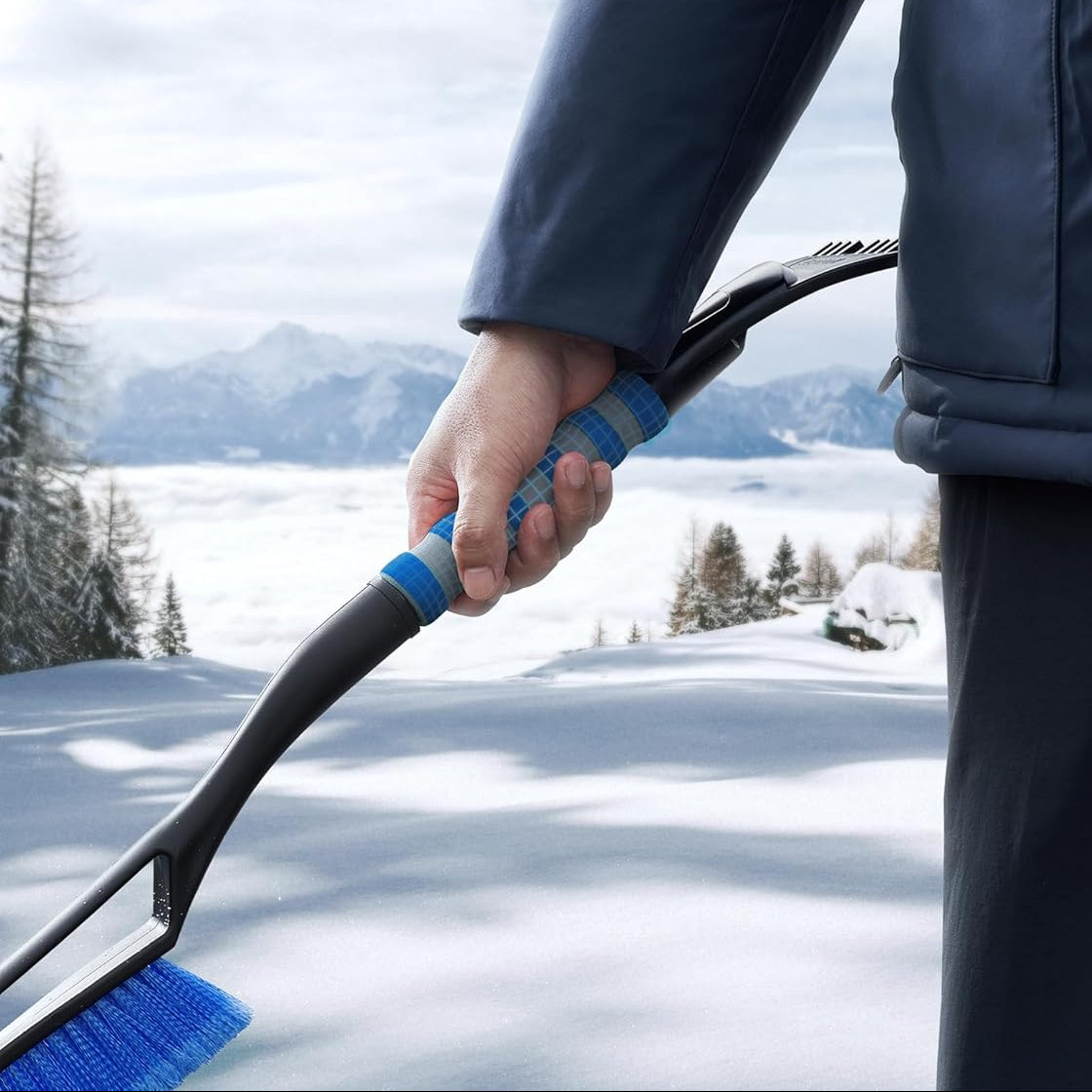 Practical 2-in-1 snow shovel for winter drivers