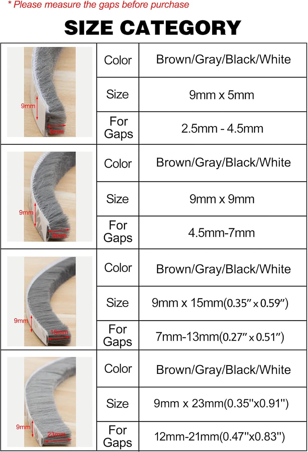 Self-adhesive weatherstrip brush for doors and windows