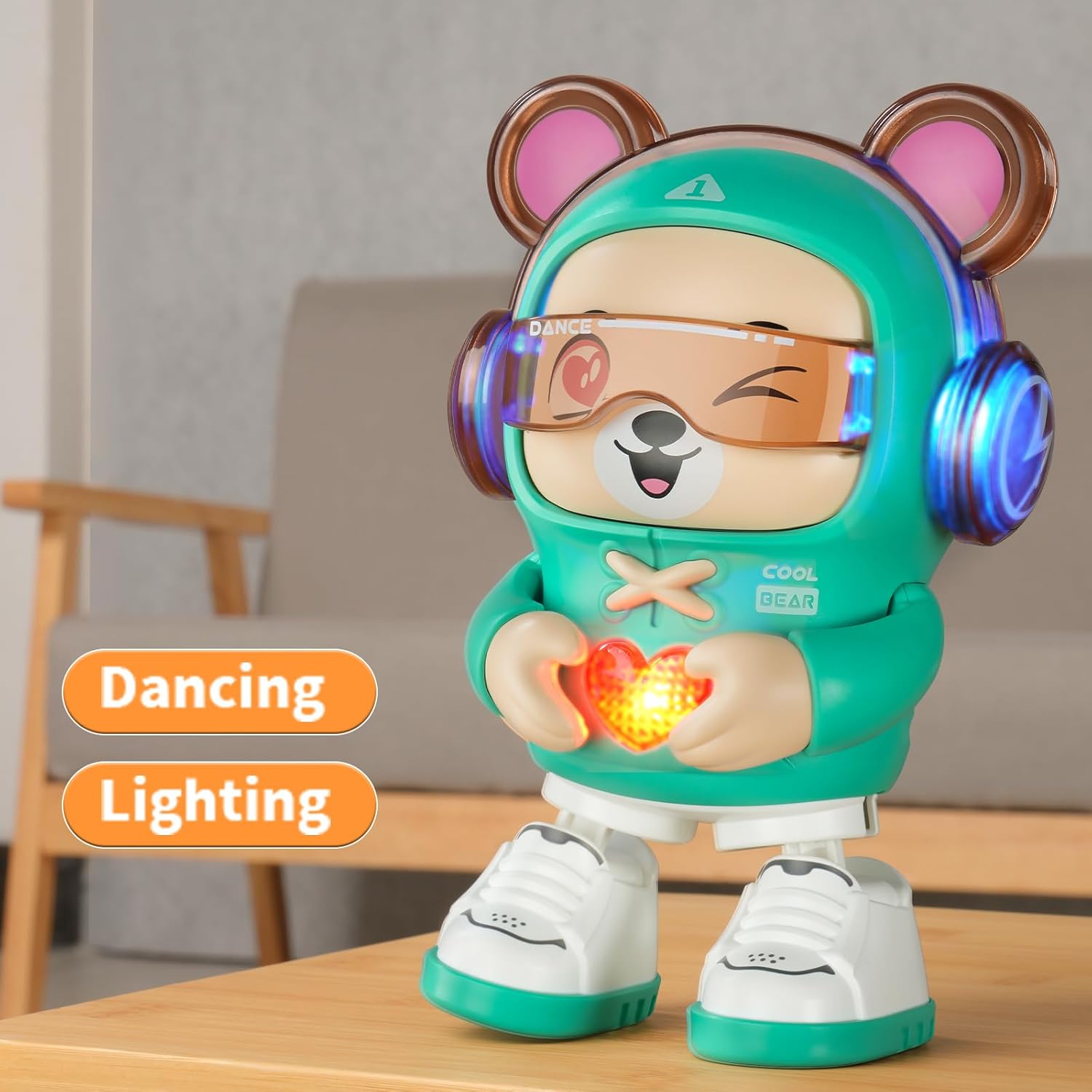 Tanzender Bär mit Musik und Lichteffekten – Bewegung und Spaß