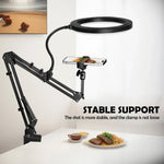 Strahlendes LED-Ringlicht mit flexiblem Arm und Smartphonehalter | 3 Lichtmodi & USB-Betrieb | Ideal für Livestreams, Videos und Selfies