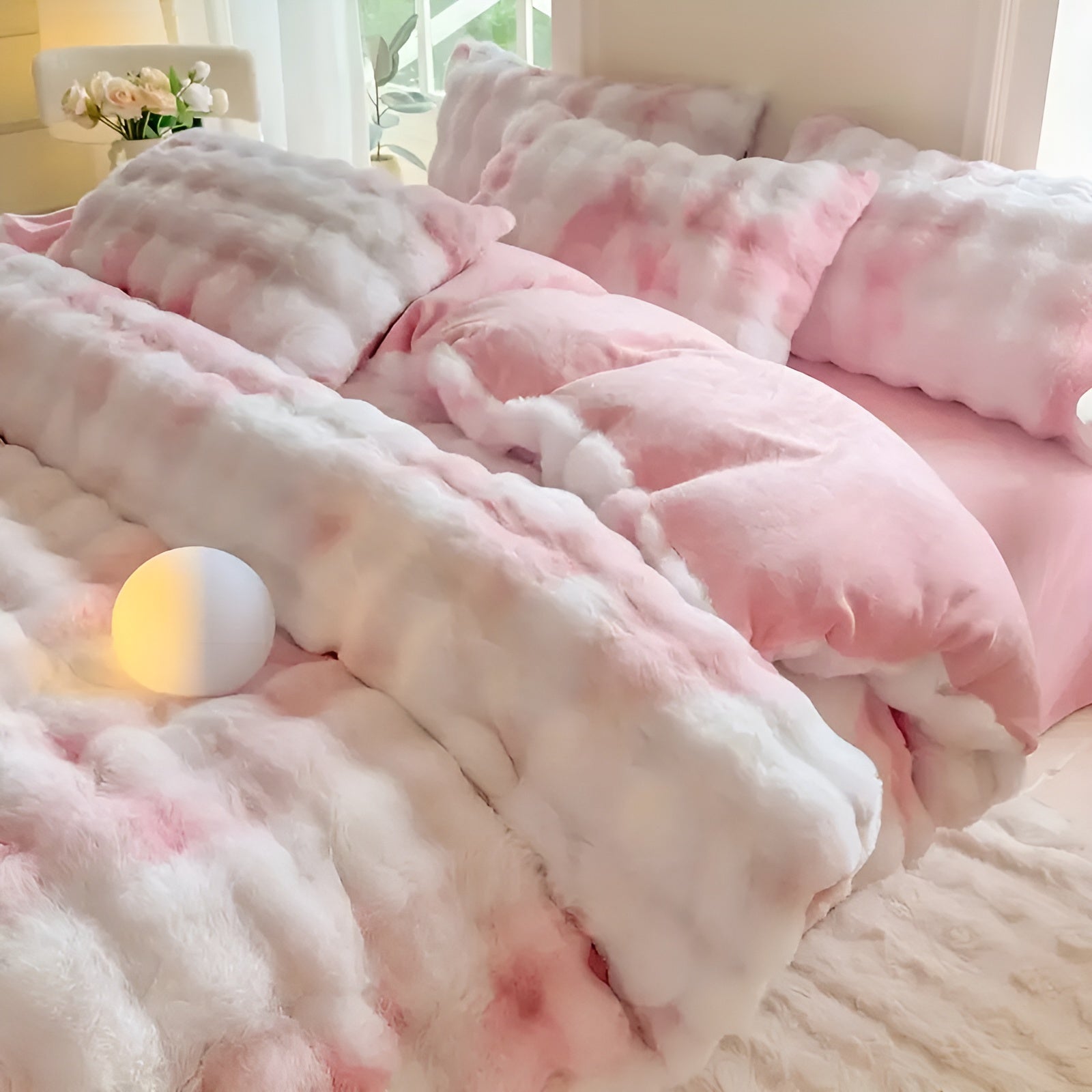 Gemütliches Plüsch Bettwäsche Set – Warm und weich für Herbst & Winter | Wendbares Design in Kaninchenfell & Milchvelours