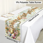 Festive Table Runner for Easter | Charming Bunny and Flower Patterns