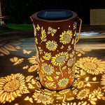Solare Gartenlaterne mit Sonnenblumen-Motiv