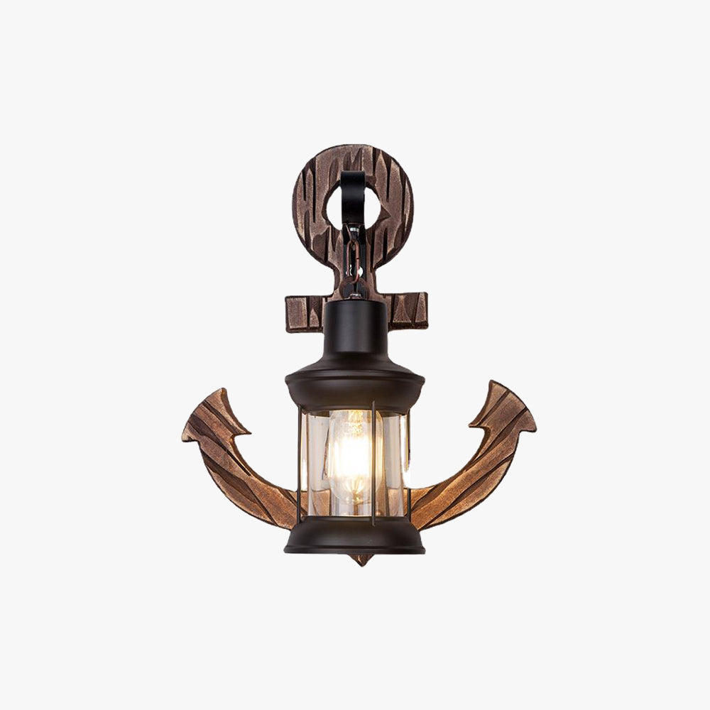 Rustikale Wandlampe aus Holz mit Voltyx Laterne