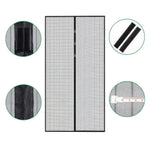 Insect screen for doors with automatic closing mechanism
