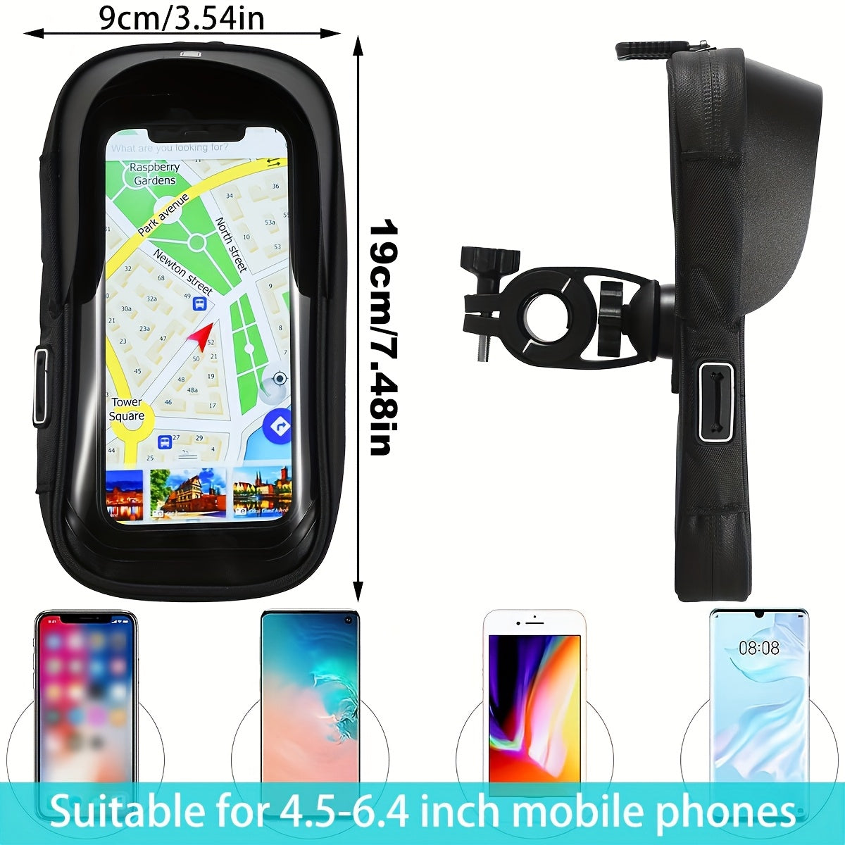 Wasserdichter Handyhalter für Fahrrad und Motorrad – 360° drehbar, passend für 4,5–6,4 Zoll