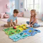 Rennbahn Puzzle mit Bausteinen für Kinder