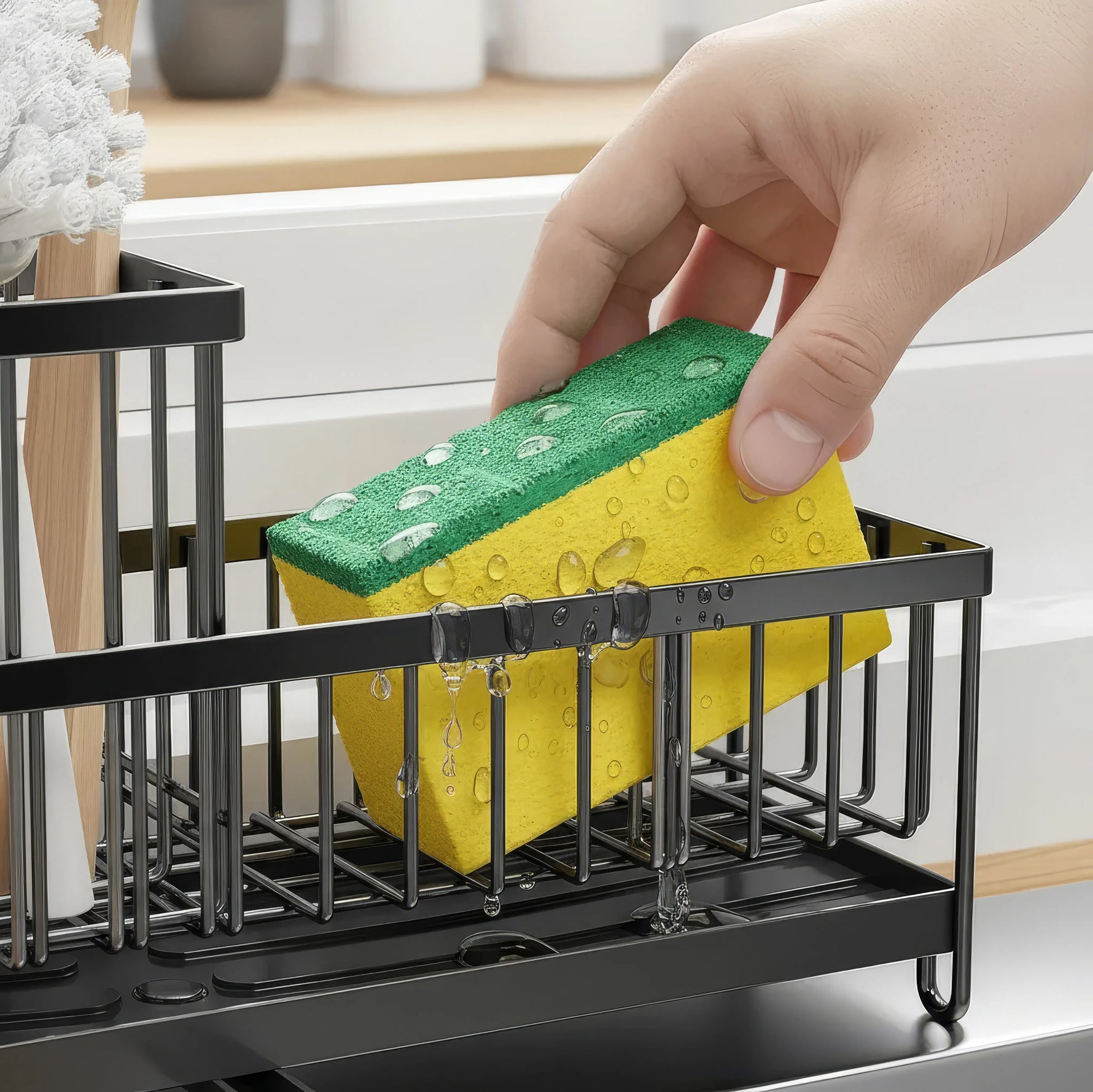 Küchenorganizer – Praktischer Halter für Schwämme und Bürsten