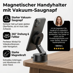 Compact, double-sided smartphone holder with vacuum magnet