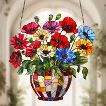 Sun Glow 2D Acrylic Flower Pot with Suncatcher for Windows