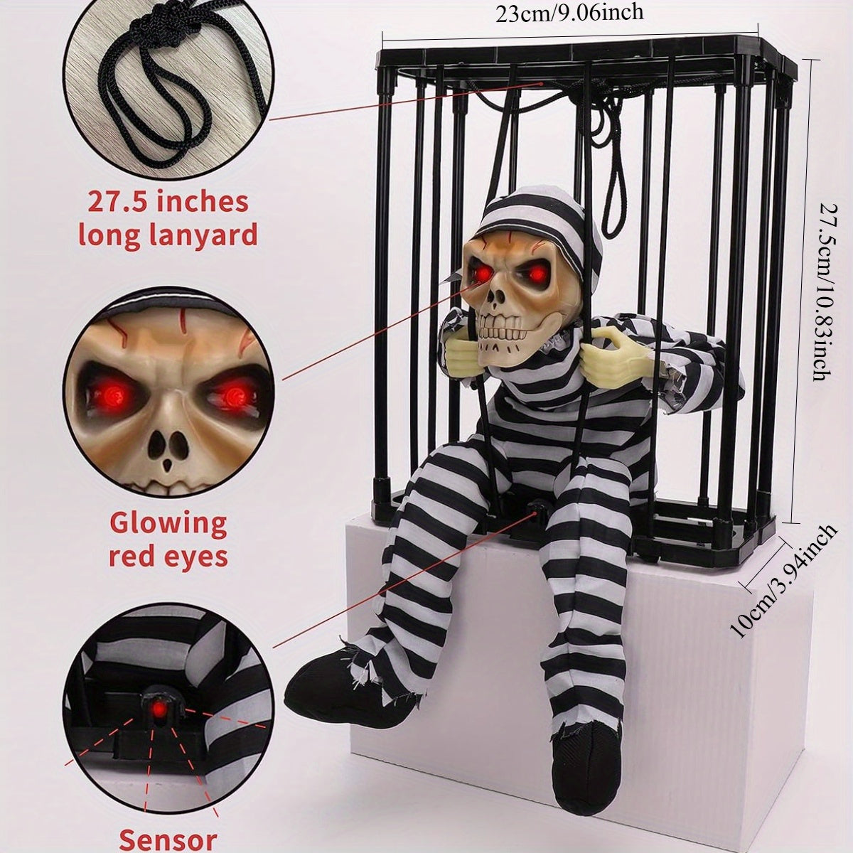Animierter schreiender Skelett-Hänger mit Bewegungssensor – Halloween-Deko