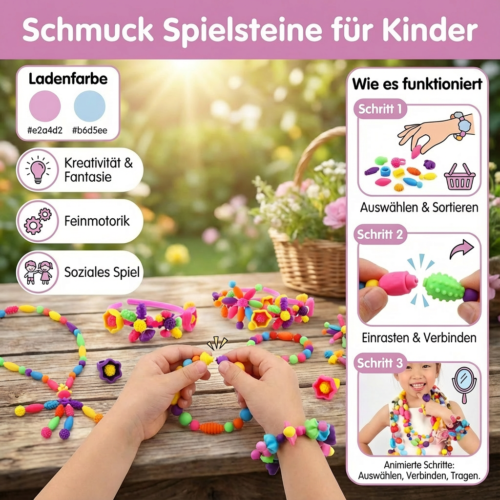 Kinderspielsteine aus Schmuckmaterial