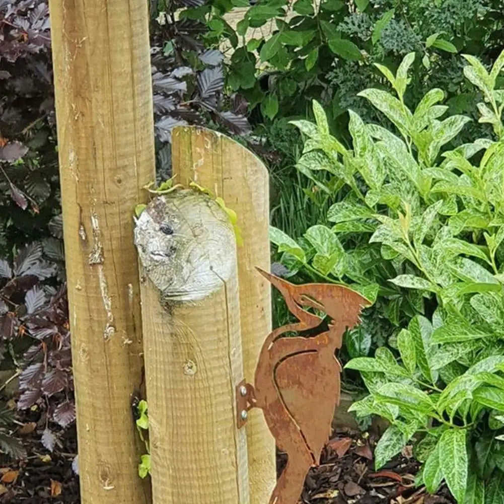 Stylish bird figurine for the garden | Rust look | Metal | 14 x 7 x 1 cm