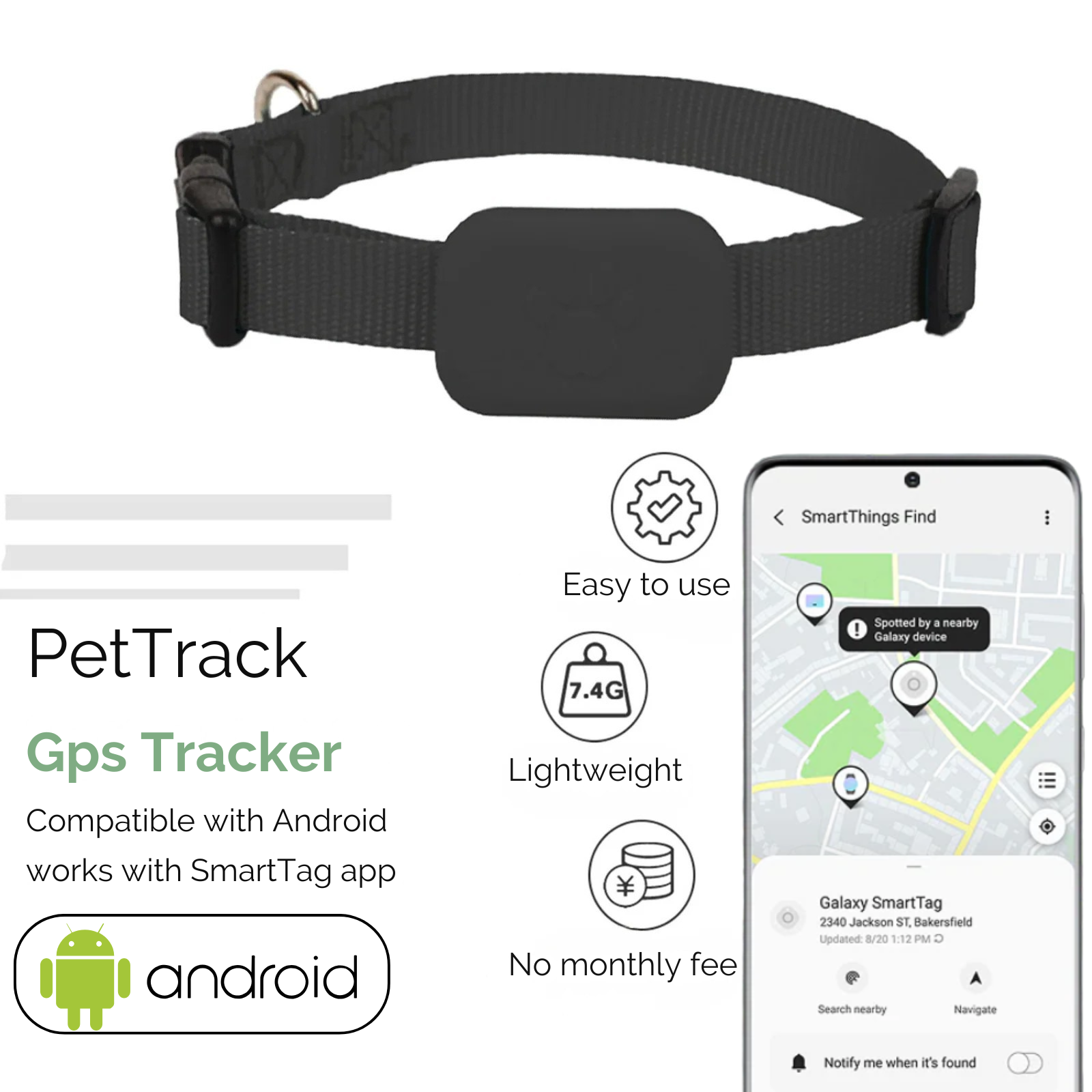 FidoFinder Mini – Intelligenter Bluetooth-Halsbandtracker für Haustiere