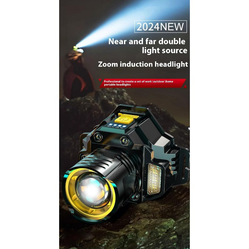 Wiederaufladbare LED-Stirnlampe mit Zoom-Funktion