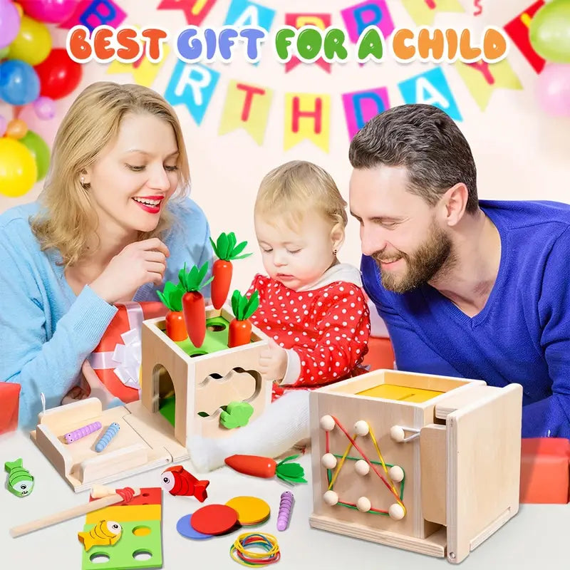 Creative Wooden Play Box – 8 Exciting Activities for Children