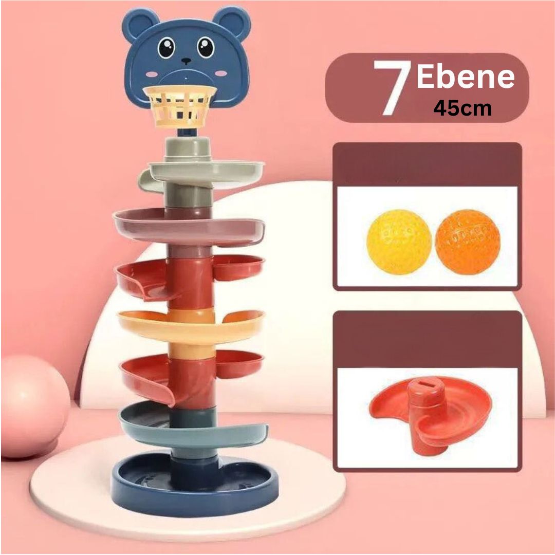 Ballturm aus Montessori Holzspielzeug für Kinder