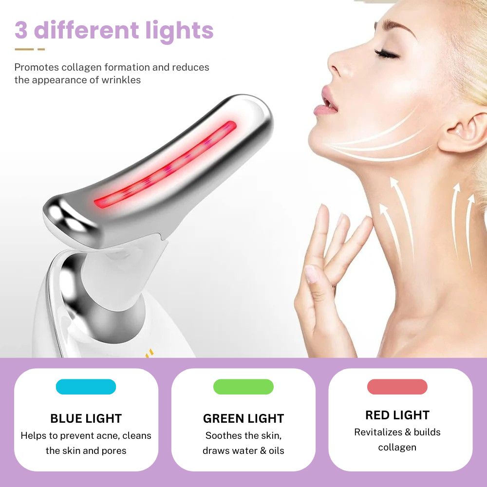 Gesichtsmassagegerät mit Ionen-Technologie und LED-Licht