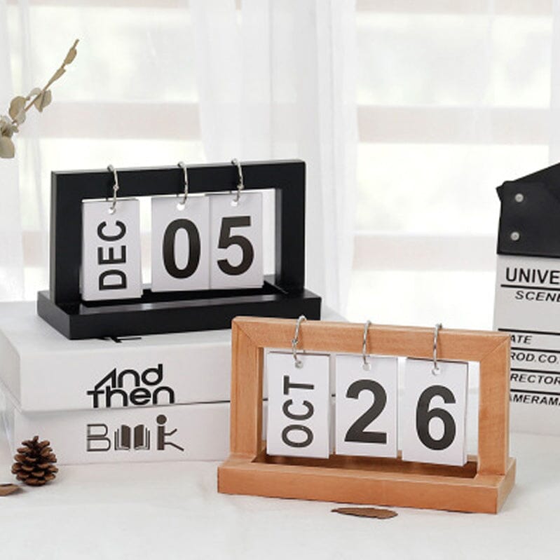 Schreibtischkalender aus niederländischem Teakholz