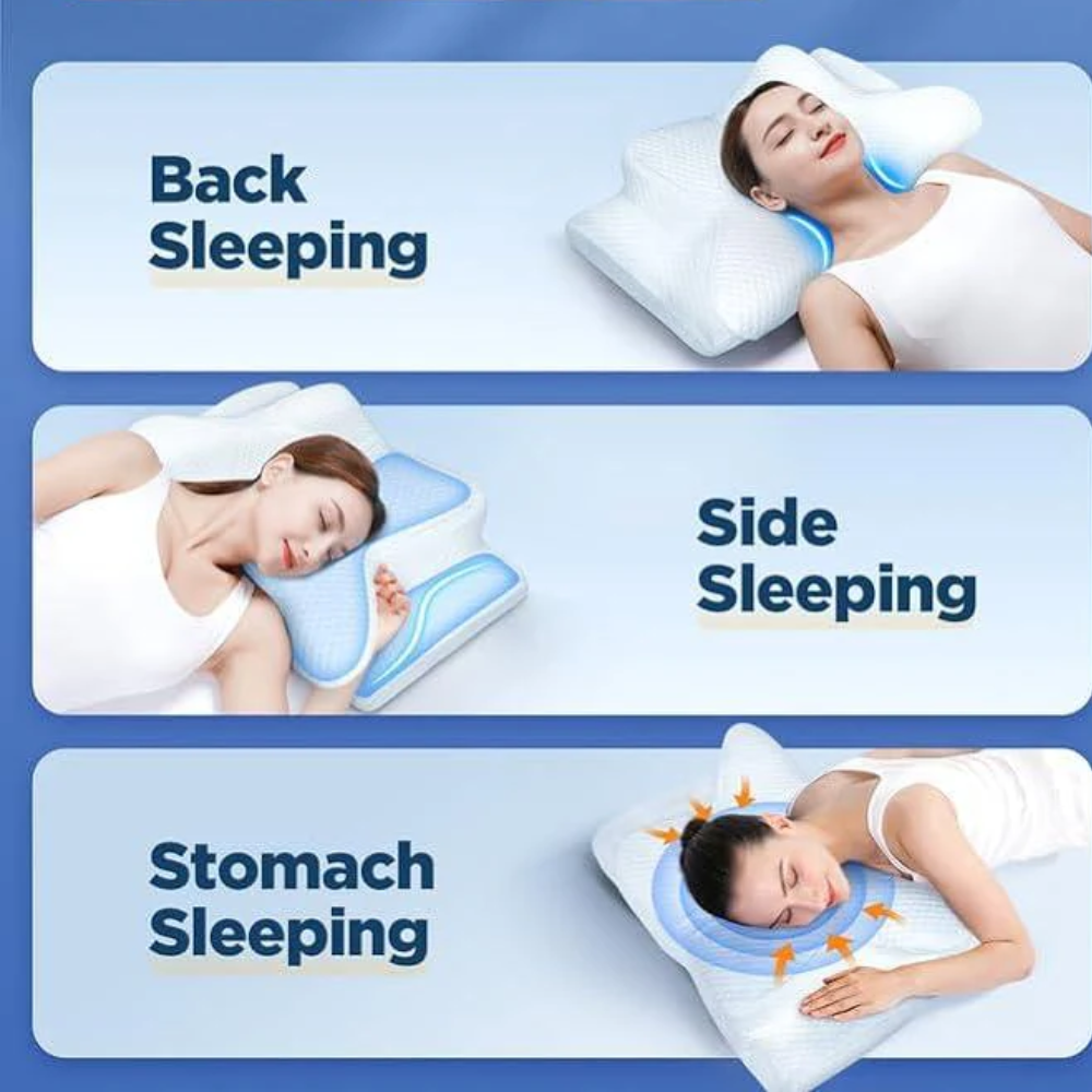 Ergonomic Sleeping Pillow | Optimal Support for Neck and Head | White