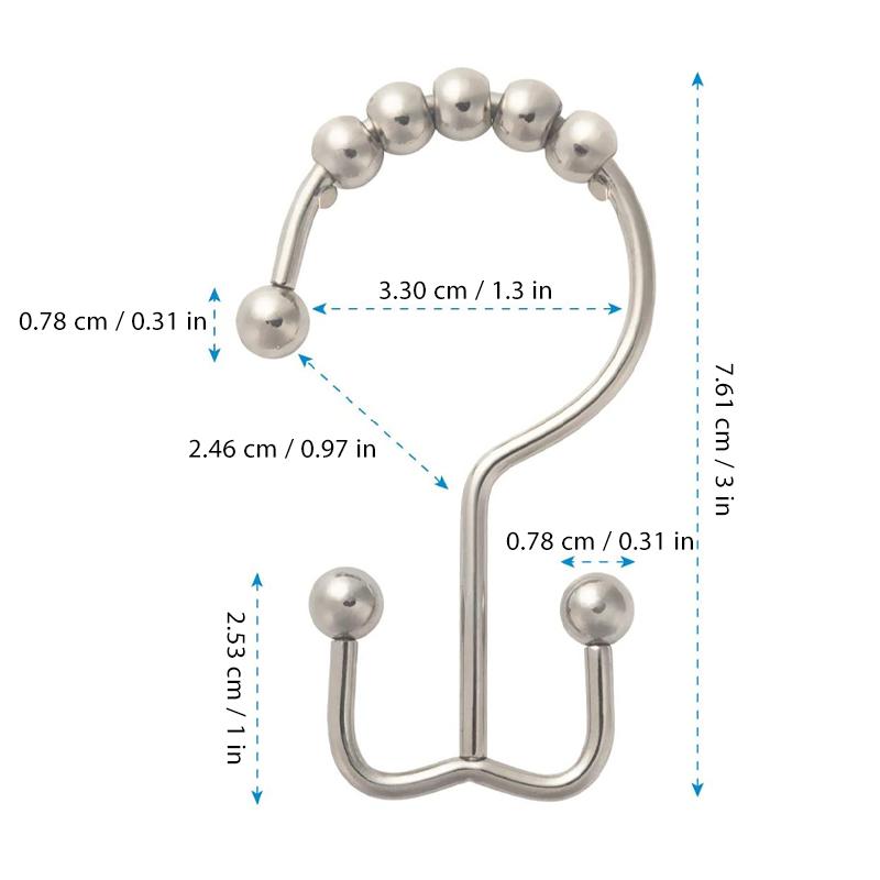 Elegante Duschvorhanghaken aus Edelstahl (12 Stück) | AquaGlide