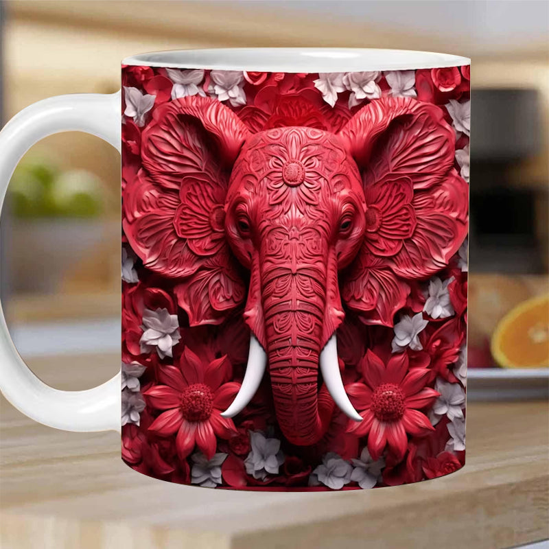 3D Elefanten Blumen Tasse