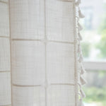 Stylish shower curtain in linen-cotton mix with fringes