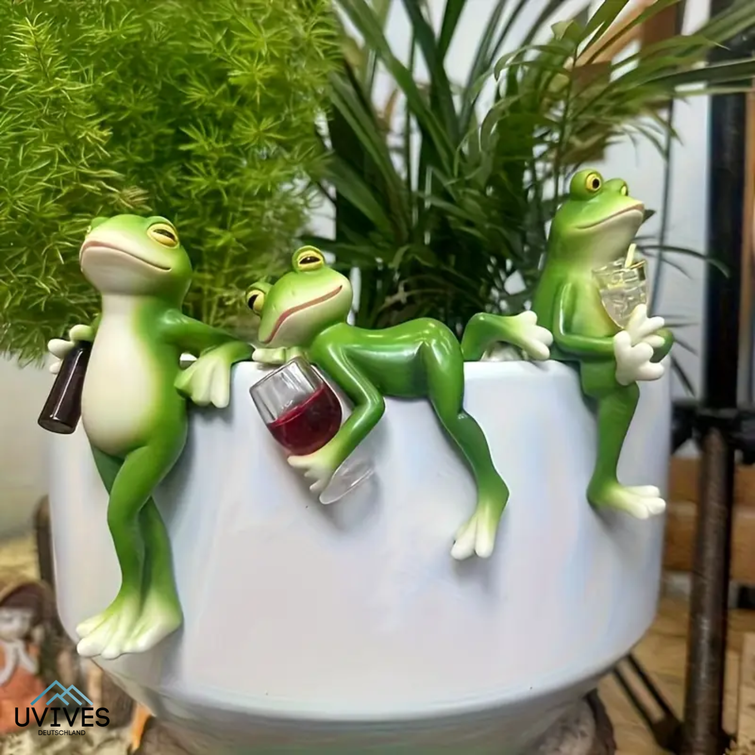 Verspielte Froschfigur für Blumentöpfe und Garten