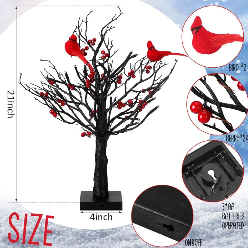 Lichtzauberbaum mit Roten Vögeln – Flexibler LED Dekorationsbaum