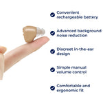 Wiederaufladbarer ITE Hörverstärker - Geräuschreduzierung - Ergonomische Passform für Senioren