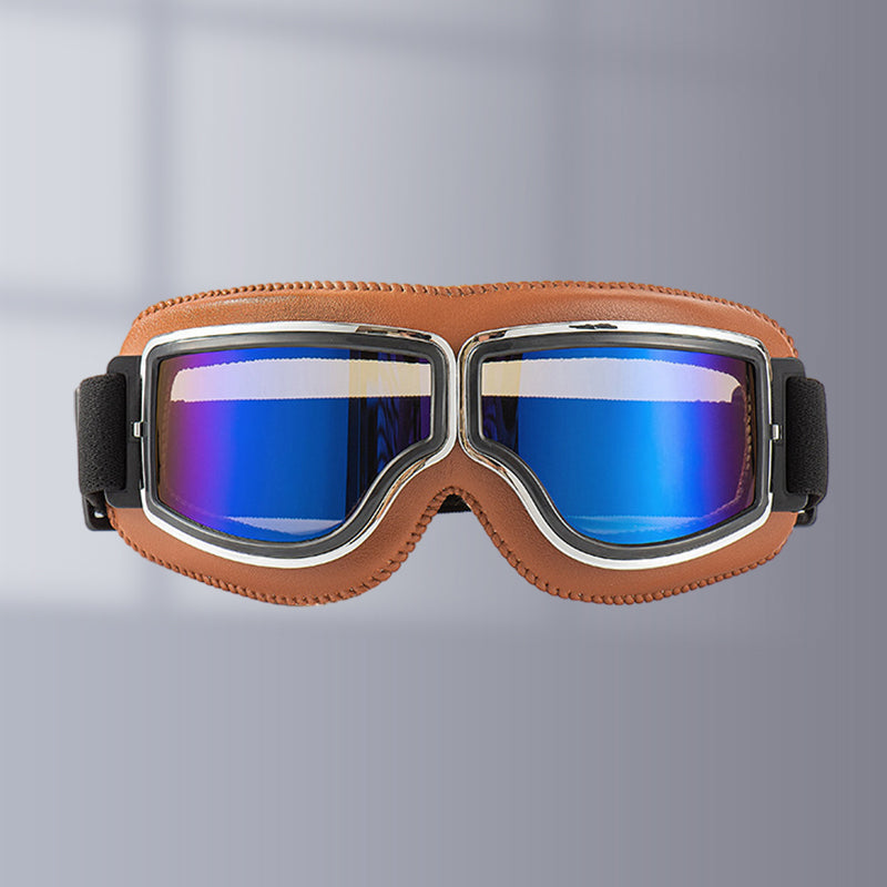 Vintage Motorradschutzbrille mit wechselbaren Gläsern und Komfortpolsterung