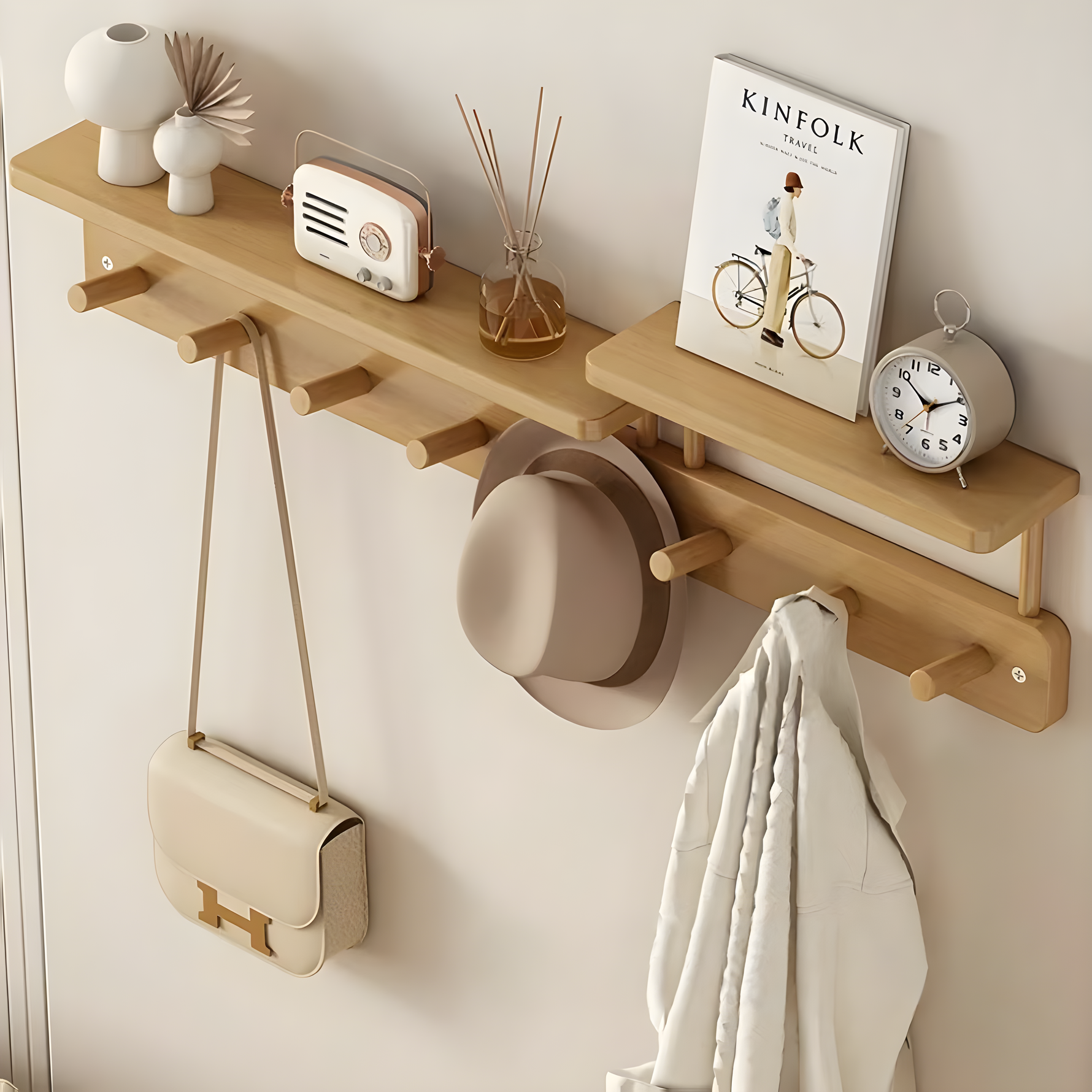 Modern wall coat rack with practical storage space