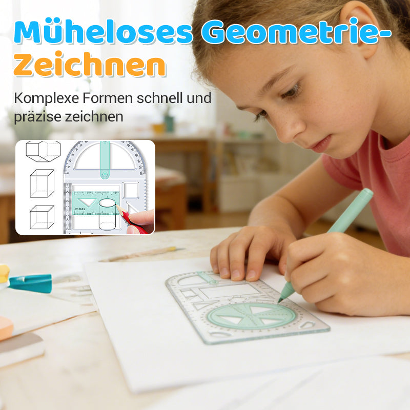 Vielseitiger Geometrie-Lineal mit drehbarem Winkelmesser