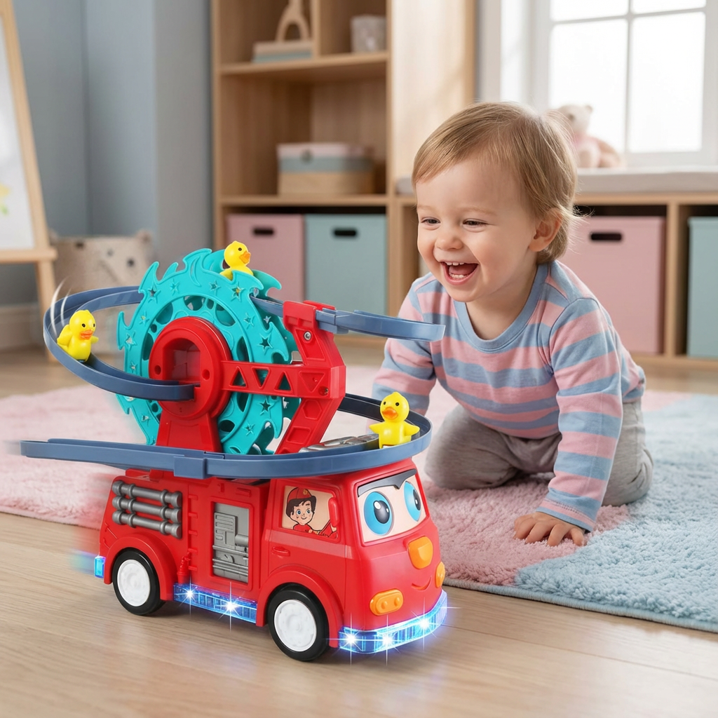 Spielzeugauto mit Feuerwehr-Ente für Kinder