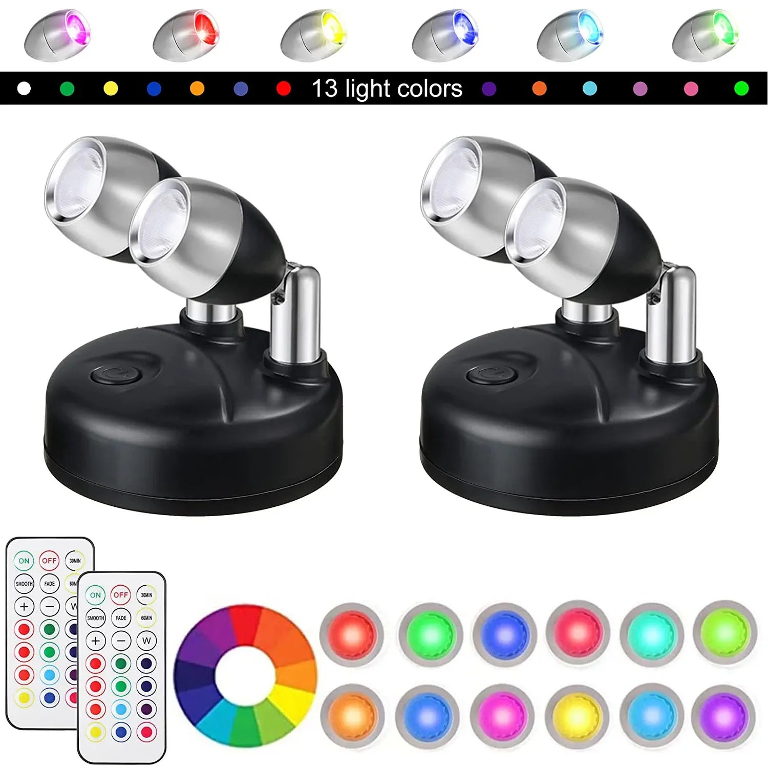 SmartLight Duo | 2er-Set kabellose LED-Leuchten mit Fernbedienung | RGB-Farbwechsel & Timer | Flexibel für kreative Akzente