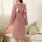 Cuddly flannel bathrobe with bunny ears | Warm & easy-care