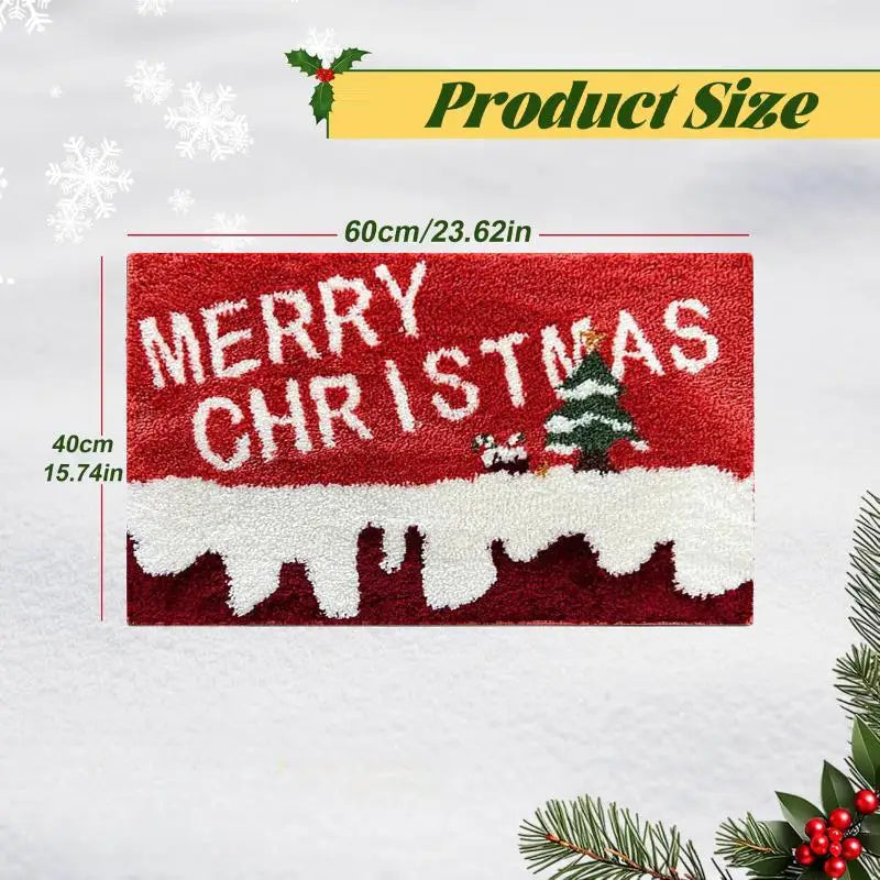 Festive Doormat for Christmas | Gingerbread & Santa Design | Non-Slip & Washable